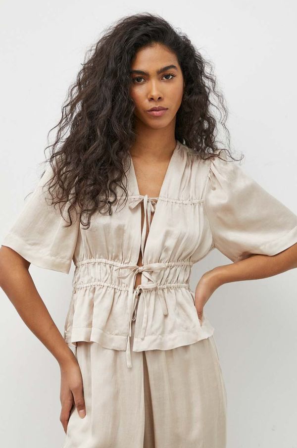 MUNTHE Bluza s dodatkom lana MUNTHE boja: bež, bez uzorka