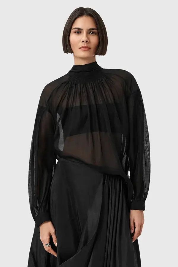 AllSaints Bluza s dodatkom svile AllSaints PEARLA