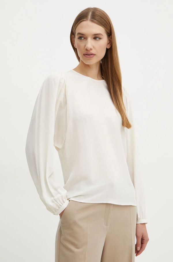 Boss Orange Bluza s dodatkom svile Boss Orange boja: bež, bez uzorka, 50530950