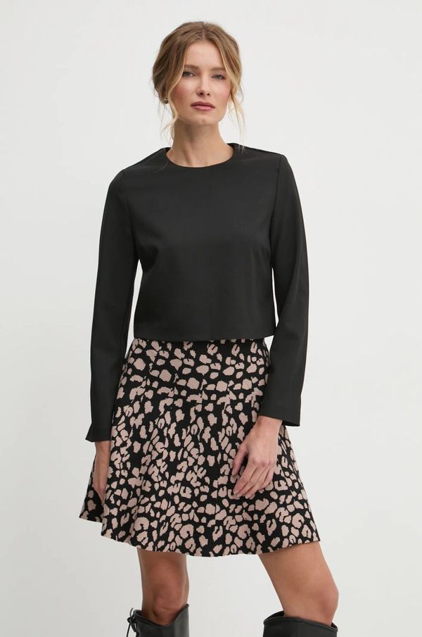 Answear Lab Bluza s dodatkom vune Answear Lab boja: crna, bez uzorka