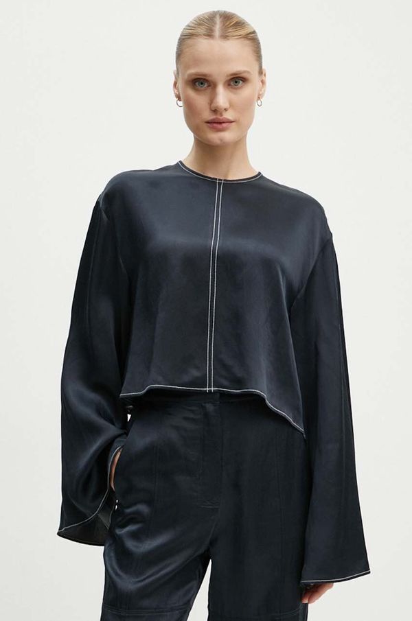 Day Birger et Mikkelsen Bluza s dodatkom vune Day Birger et Mikkelsen Becky - High Shine Blend RD boja: tamno plava, bez uzorka, DAY65243309