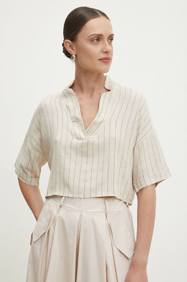 Answear Lab Bluza s lanom Answear Lab boja: bež, s uzorkom