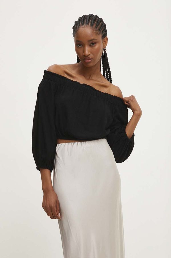 Answear Lab Bluza s lanom Answear Lab boja: crna, bez uzorka