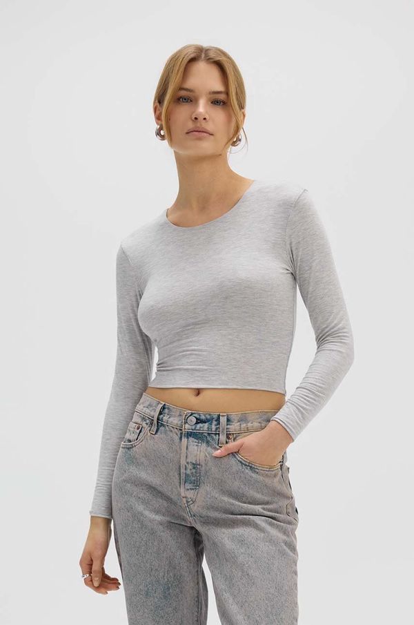 Saint Body Bluza Saint Body CROP TOP GREY za žene, boja: siva, melanž, SB.531