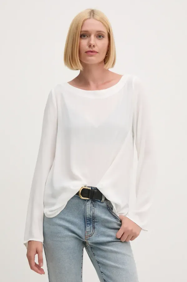 Sisley Bluza Sisley za žene, boja: bijela, bez uzorka, 5ZMZLQ07S