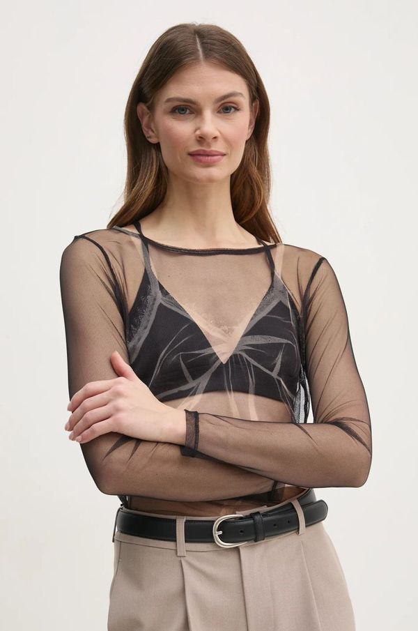 Sisley Bluza Sisley za žene, boja: crna, s uzorkom, 39ZHL106P