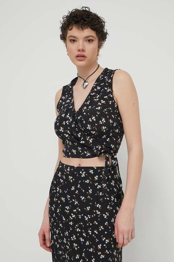 Tommy Jeans Bluza Tommy Jeans za žene, boja: crna, s uzorkom