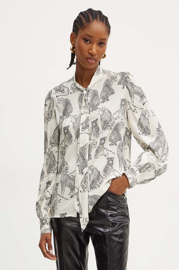 Twinset Bluza Twinset za žene, boja: bež, relaxed, s izrezom na vezanje, 242TP2230