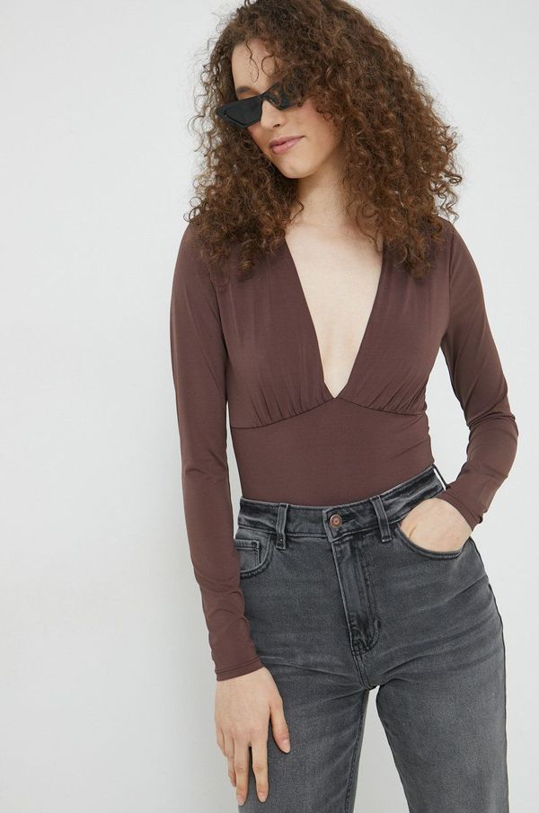 Abercrombie & Fitch Bodi Abercrombie & Fitch za žene, boja: smeđa, glatka