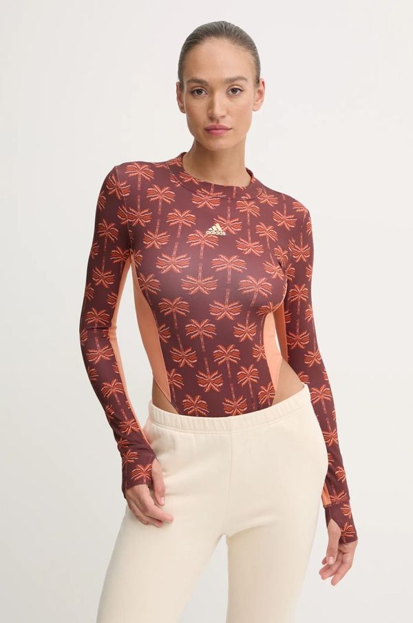 adidas Bodi adidas x Farm Rio za žene, boja: smeđa, IV9743