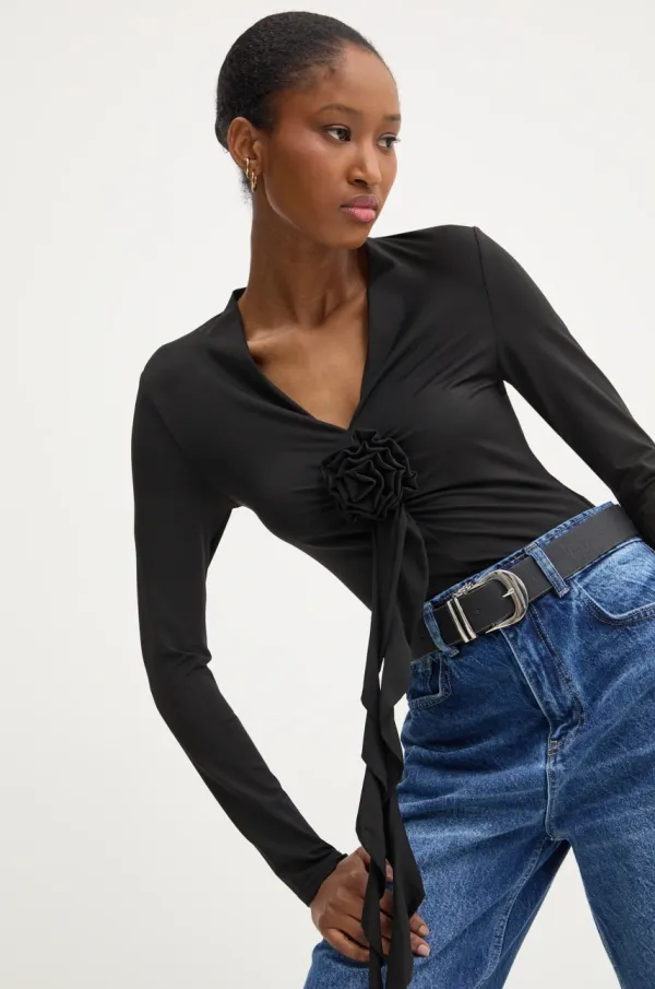 Answear Lab Bodi Answear Lab za žene, boja: crna, bez uzorka