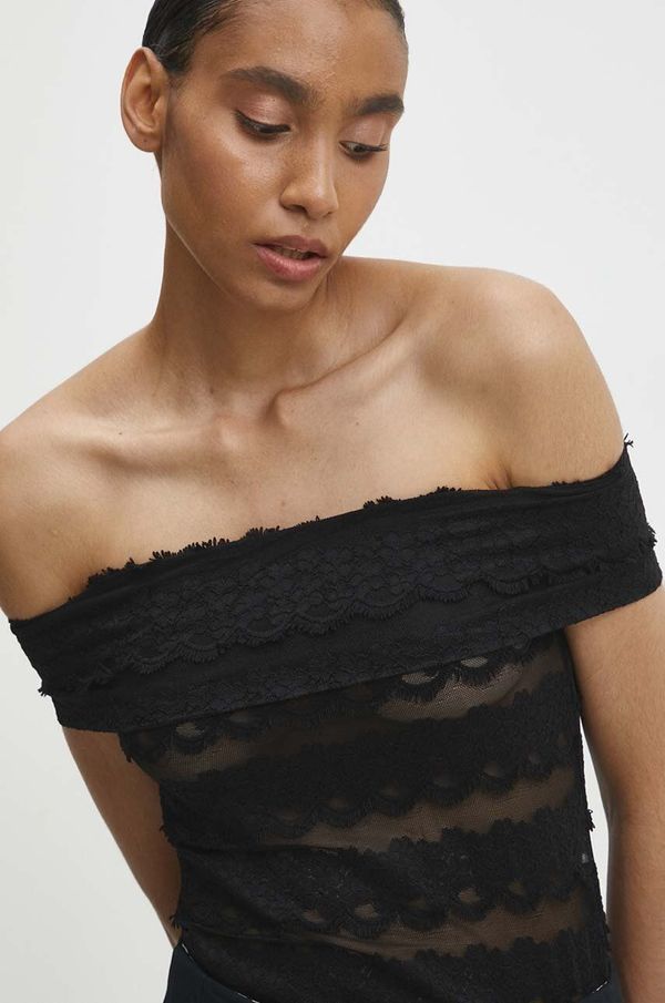 Answear Lab Bodi Answear Lab za žene, boja: crna, s uzorkom