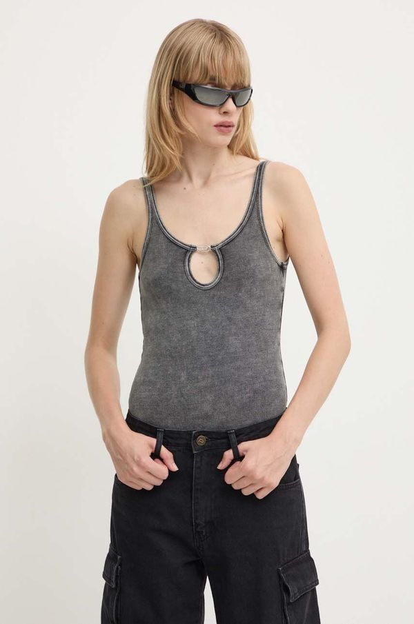 Diesel Bodi Diesel UFBY-D-OVAL-COTTON-RIB-BODYSUIT za žene, boja: siva, A15365.0LKAR