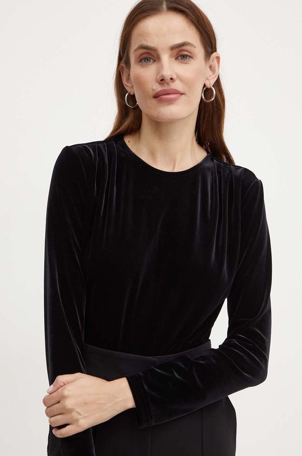 Armani Exchange Bodi od velura Armani Exchange boja: crna, bez uzorka, 6DYMBD YJ9WZ