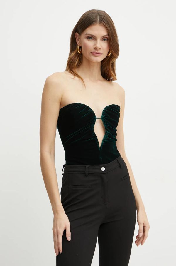 Bardot Bodi od velura Bardot KAHLIA boja: zelena, bez uzorka, 59576TB