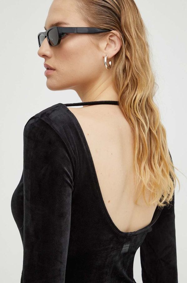 G-Star Raw Bodi od velura G-Star Raw boja: crna