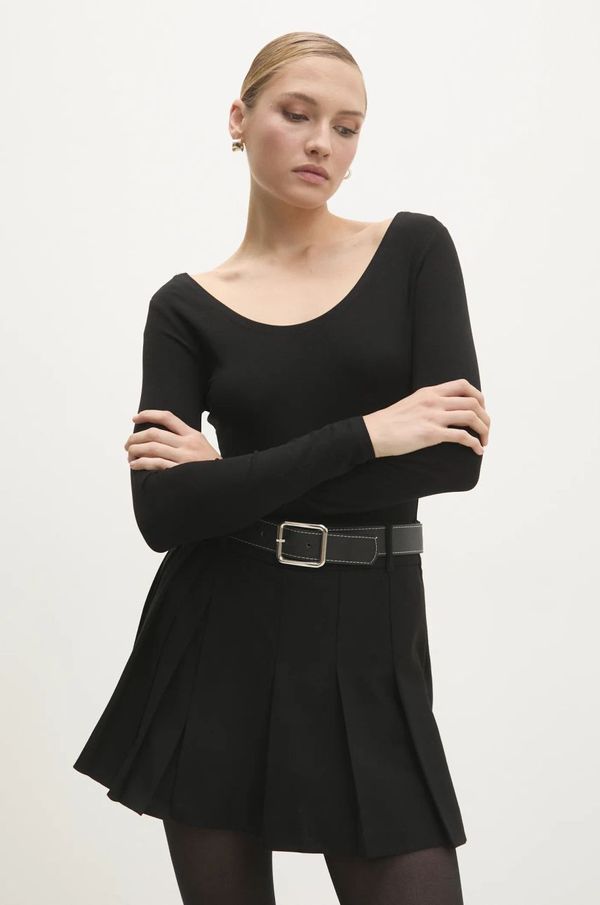 Answear Lab Bodi sa svilom Answear Lab boja: crna, bez uzorka