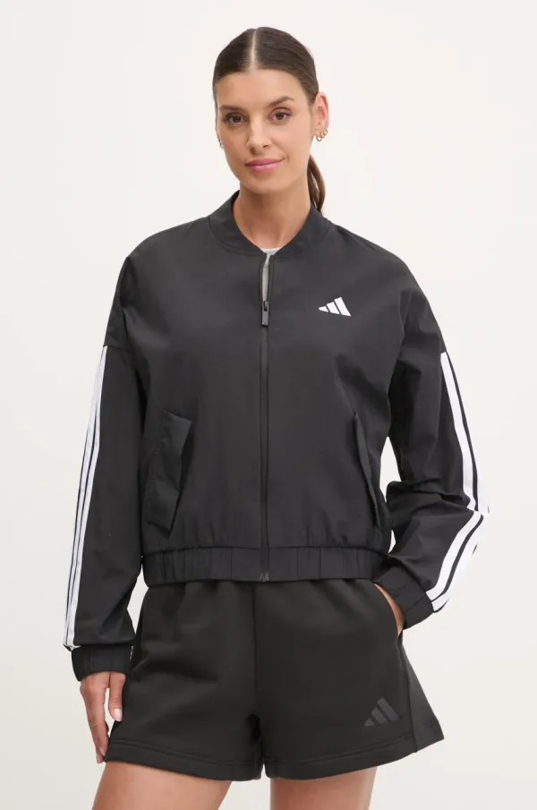 adidas Bomber jakna adidas Essentials za žene, boja: crna, za prijelazno razdoblje, oversize, JD5317