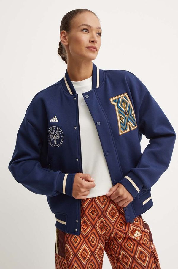 adidas Bomber jakna adidas x Farm Rio boja: tamno plava, za prijelazno razdoblje, oversize, JE9219