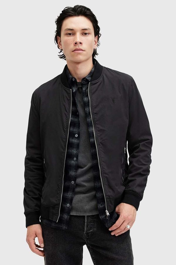 AllSaints Bomber jakna AllSaints BASSETT za muškarce, boja: crna, za prijelazno razdoblje, M077OB