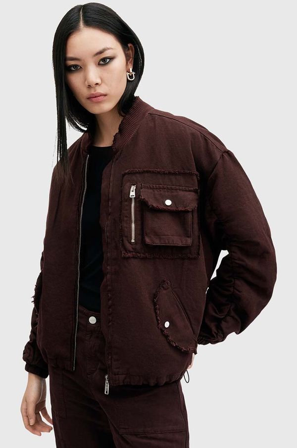 AllSaints Bomber jakna AllSaints RUE BOMBER za žene, boja: bordo, za prijelazno razdoblje, W038OB