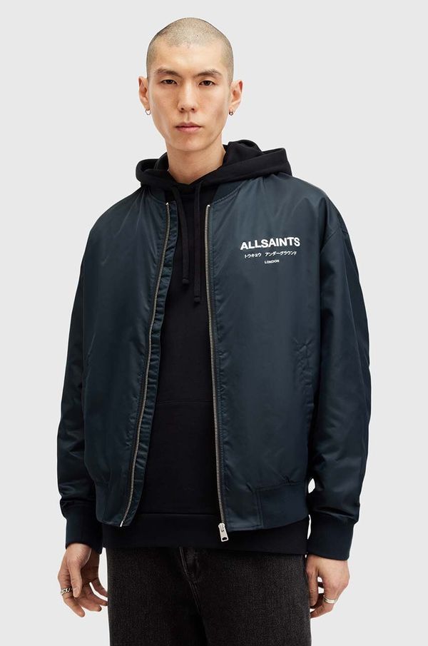AllSaints Bomber jakna AllSaints UNDERGROUND za muškarce, boja: tamno plava, za prijelazno razdoblje, M024OA