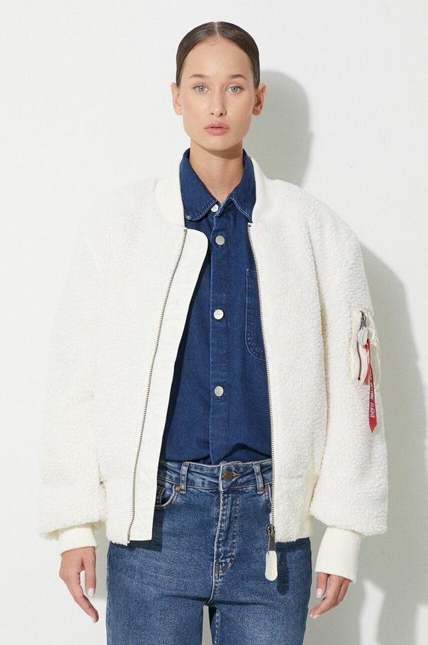 Alpha Industries Bomber jakna Alpha Industries Ma-1 Teddy za žene, boja: bež, za prijelazno razdoblje, oversize, 108102.16-cream