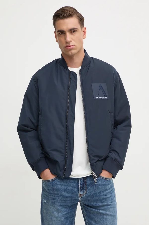 Armani Exchange Bomber jakna Armani Exchange za muškarce, boja: tamno plava, za prijelazno razdoblje, oversize, 6DZB20 ZN5MZ
