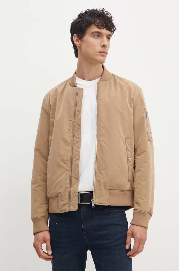 Boss Bomber jakna BOSS za muškarce, boja: bež, za prijelazno razdoblje, 50519981