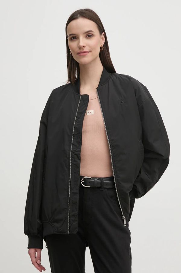Calvin Klein Jeans Bomber jakna Calvin Klein Jeans za žene, boja: crna, za prijelazno razdoblje, oversize, J20J224702