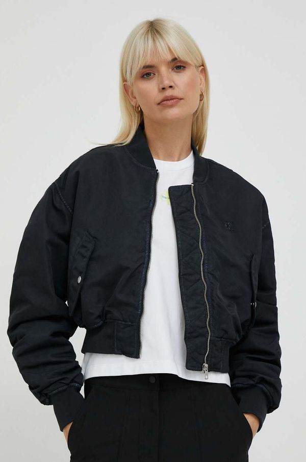 Calvin Klein Jeans Bomber jakna Calvin Klein Jeans za žene, boja: crna, za prijelazno razdoblje