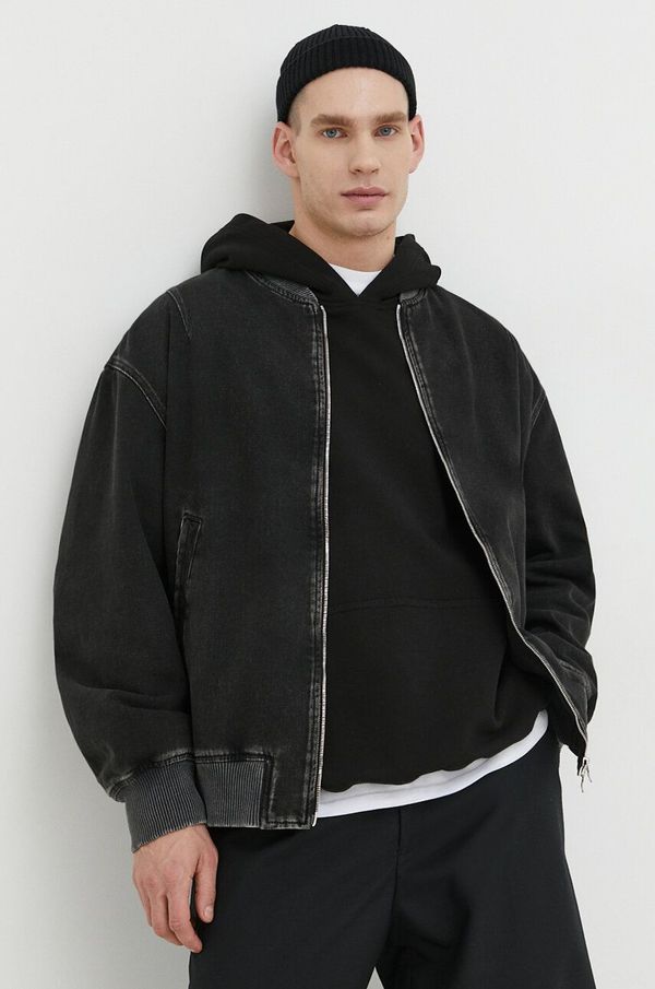 Diesel Bomber jakna Diesel za muškarce, boja: crna, za prijelazno razdoblje, oversize
