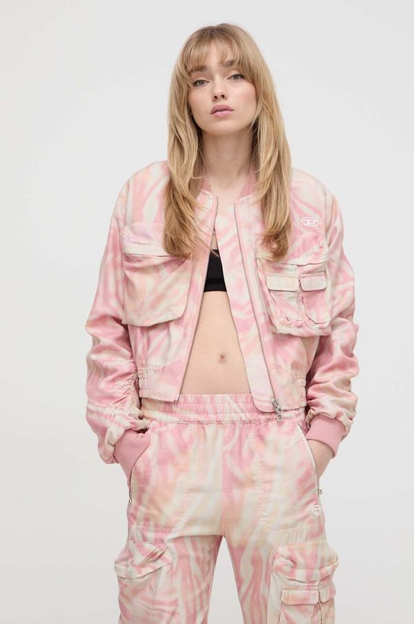 Diesel Bomber jakna Diesel za žene, boja: ružičasta, za prijelazno razdoblje, oversize