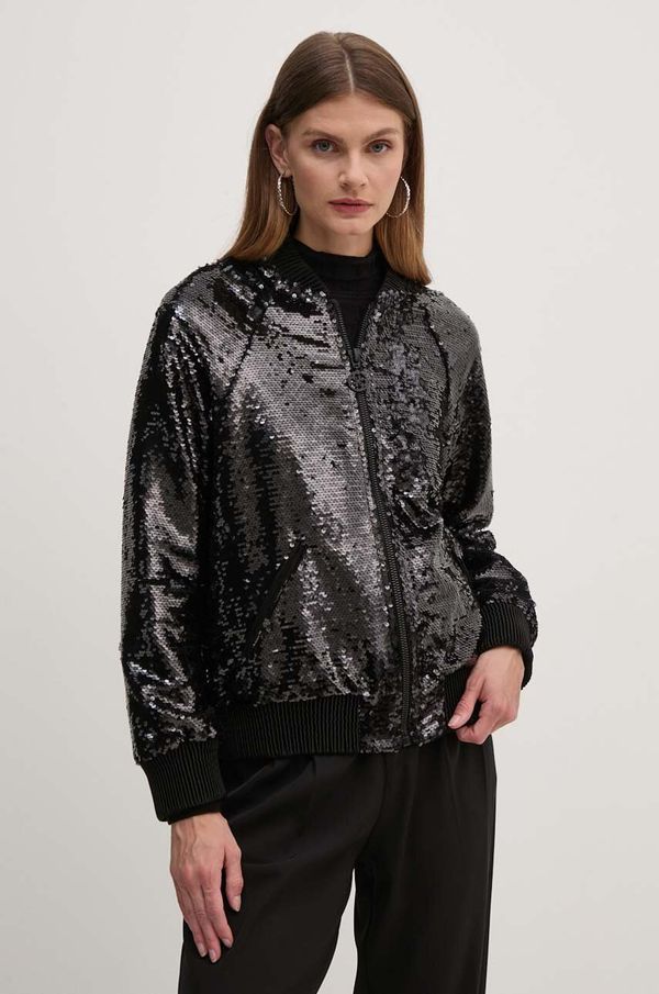 Guess Bomber jakna Guess ANTONIA za žene, boja: crna, za prijelazno razdoblje, oversize, W4YL12 WGAH0