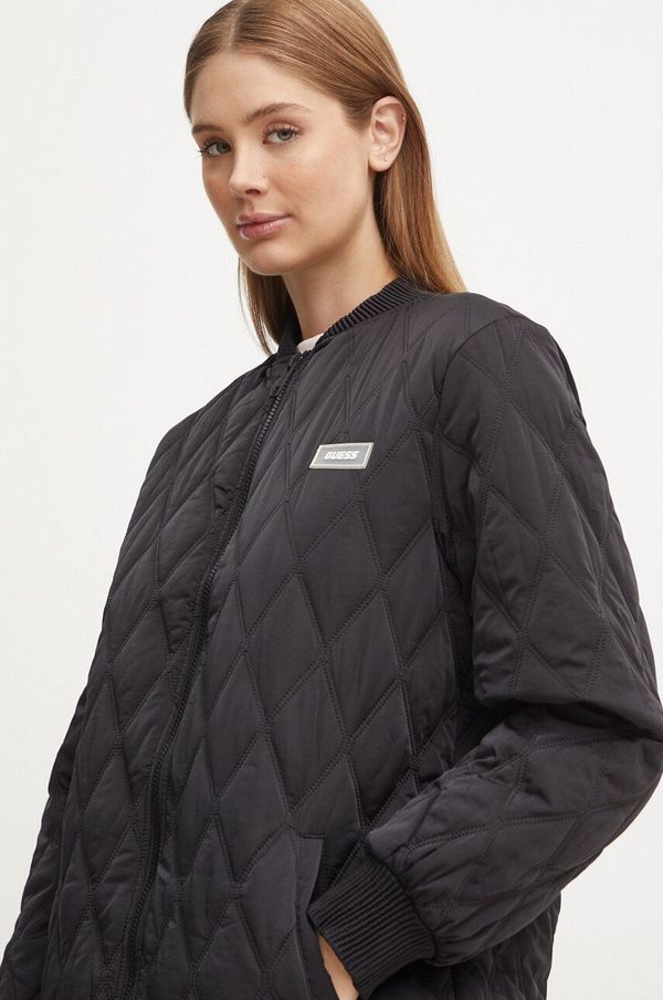 Guess Bomber jakna Guess RGINE za žene, boja: crna, za prijelazno razdoblje, V4YL01 WGB70