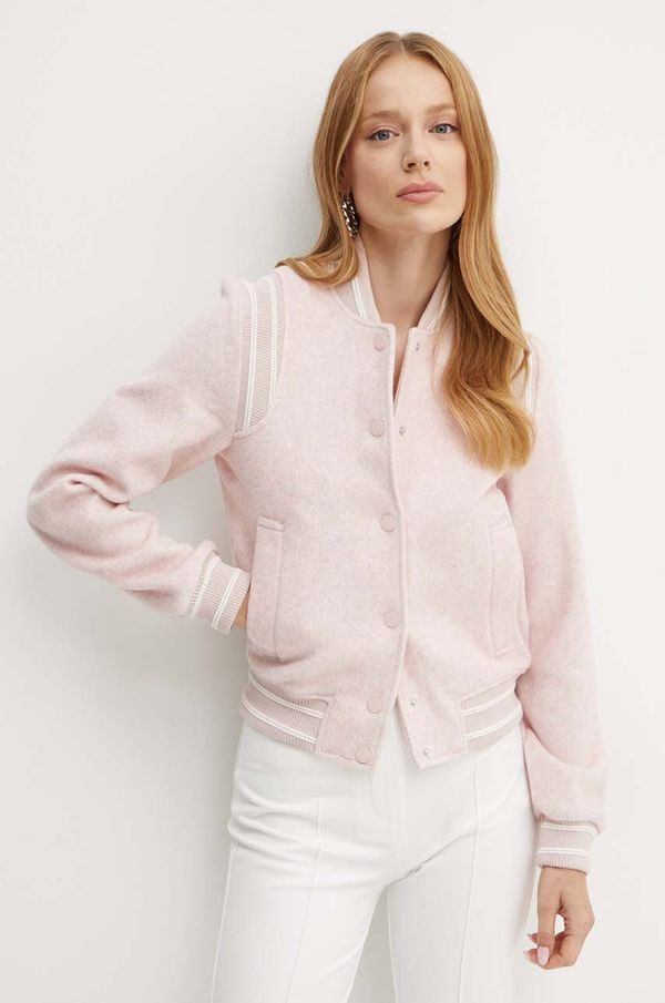 Guess Bomber jakna Guess za žene, boja: ružičasta, za prijelazno razdoblje