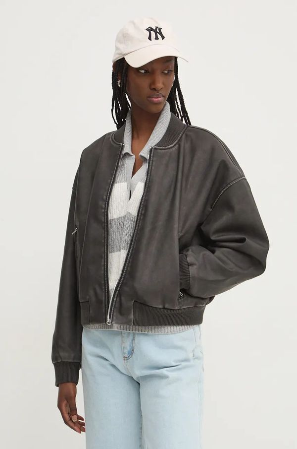 Hollister Co. Bomber jakna Hollister Co. za žene, boja: siva, za prijelazno razdoblje, KI344-4060