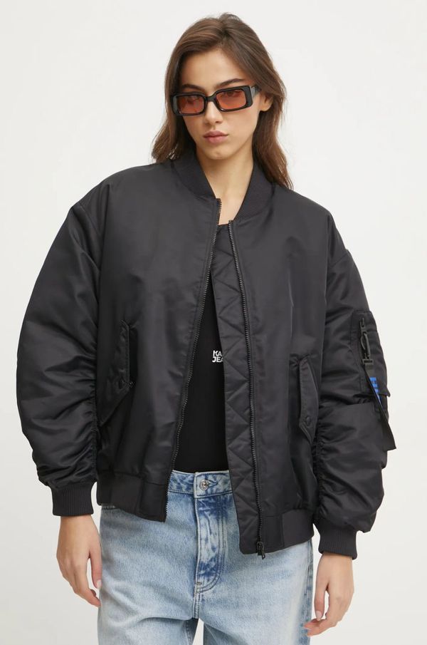Hugo Blue Bomber jakna Hugo Blue za žene, boja: crna, za prijelazno razdoblje, 50530502