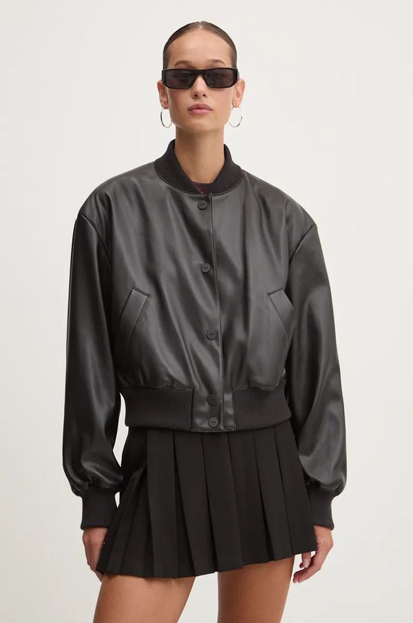 Hugo Bomber jakna HUGO za žene, boja: crna, za prijelazno razdoblje, 50522677