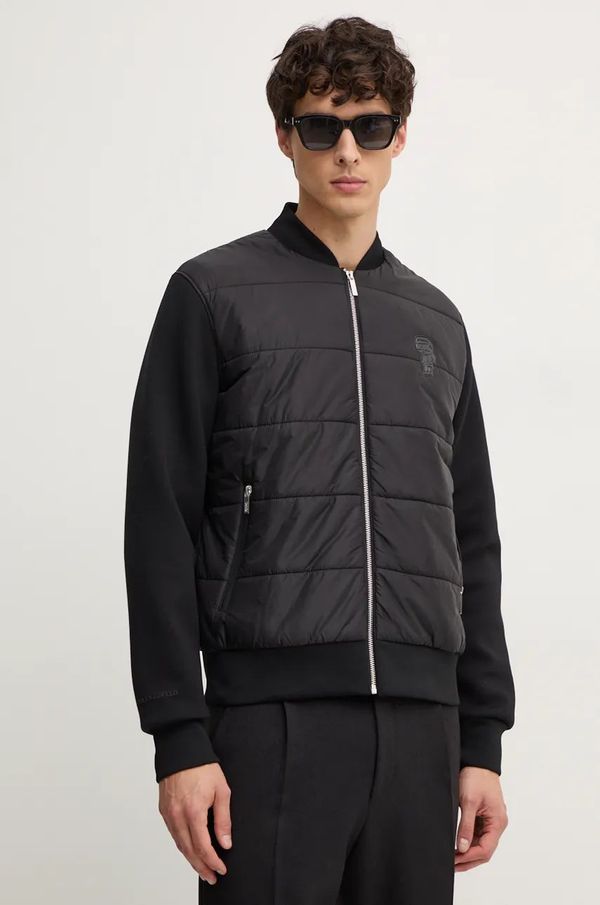 Karl Lagerfeld Bomber jakna Karl Lagerfeld za muškarce, boja: crna, za prijelazno razdoblje, 544561.505062