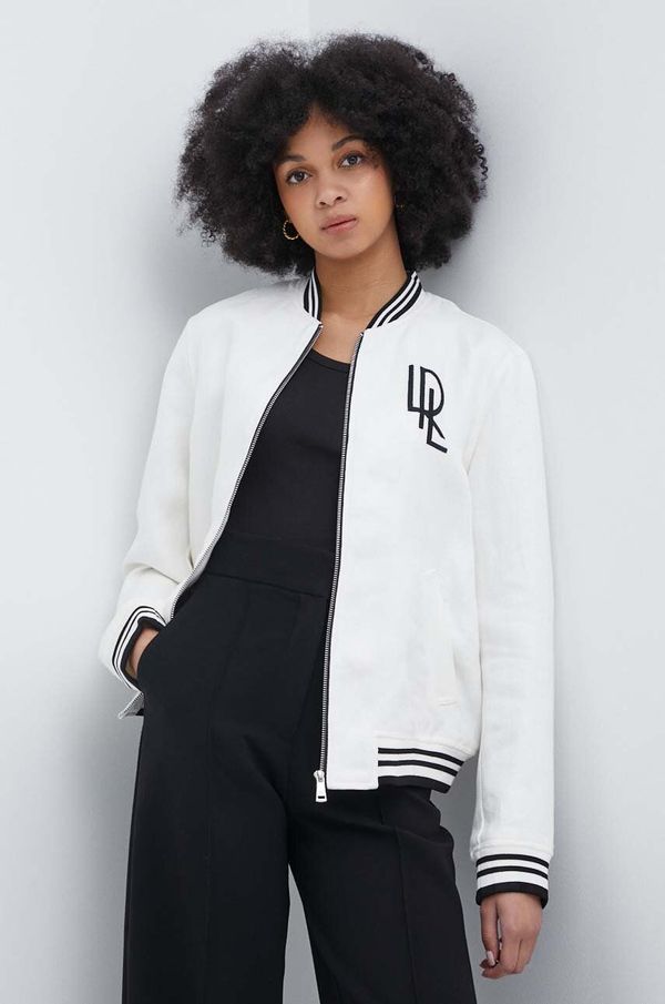 Lauren Ralph Lauren Bomber jakna Lauren Ralph Lauren za žene, boja: bež, za prijelazno razdoblje, 200932818