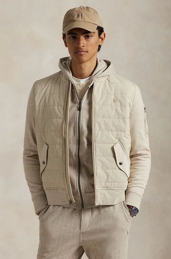 Polo Ralph Lauren Bomber jakna Polo Ralph Lauren za muškarce, boja: bež, za prijelazno razdoblje