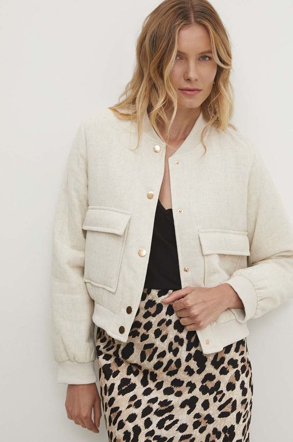 Answear Lab Bomber jakna s mješavinom lana Answear Lab boja: bež, za prijelazno razdoblje