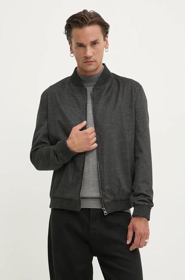 Hugo Bomber jakna s primjesom vune HUGO boja: siva, za prijelazno razdoblje, 50525020