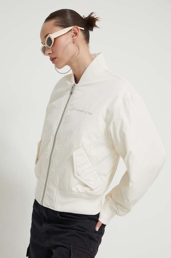 Tommy Jeans Bomber jakna Tommy Jeans za žene, boja: bež, za prijelazno razdoblje, DW0DW17240