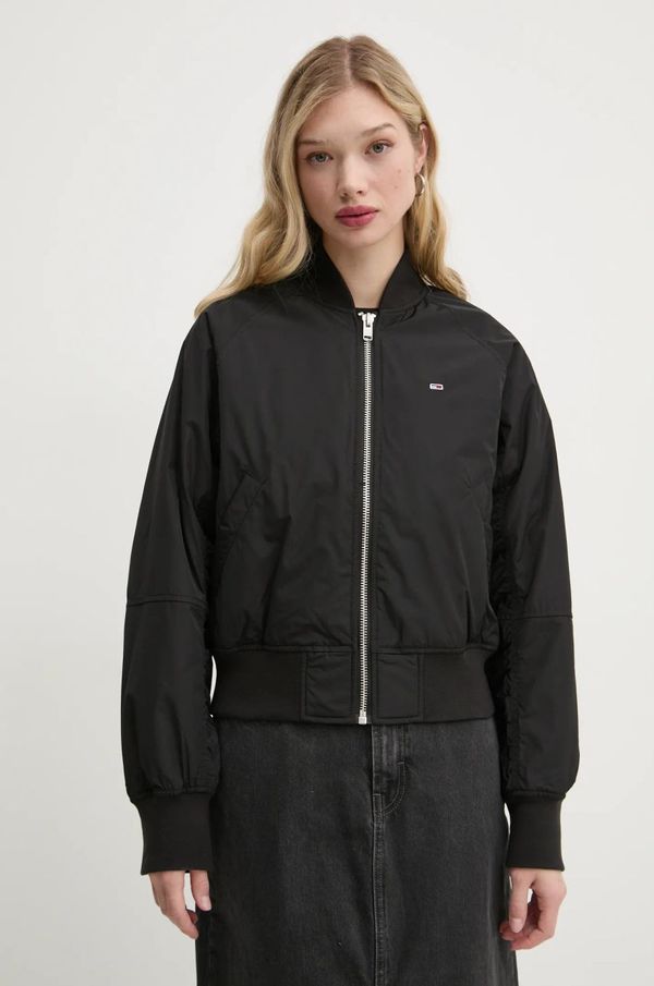 Tommy Jeans Bomber jakna Tommy Jeans za žene, boja: crna, za prijelazno razdoblje, oversize, DW0DW19316