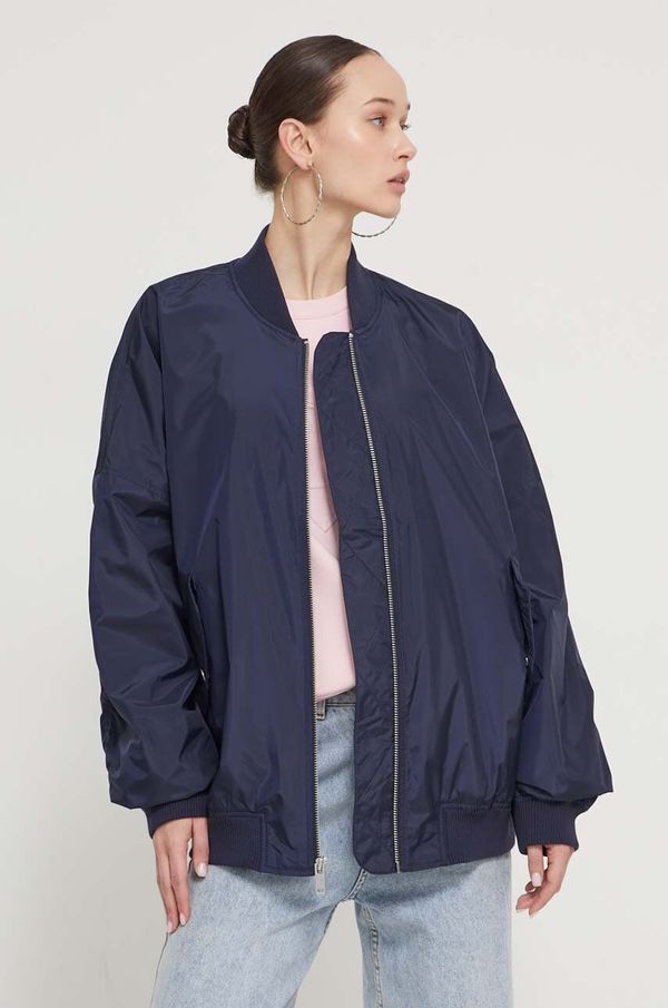 Ugg Bomber jakna UGG za žene, boja: tamno plava, za prijelazno razdoblje