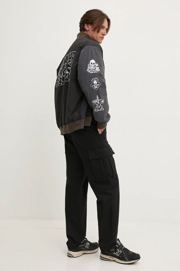 Vans Bomber jakna Vans za muškarce, boja: crna, za prijelazno razdoblje, oversize, VN000JY1KOU1