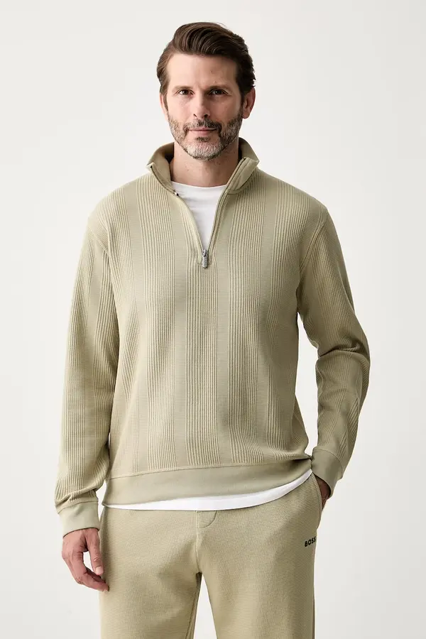 BOSS BOSS dukserica loungwear za muškarce s pamukom Structure 1/4 Zip