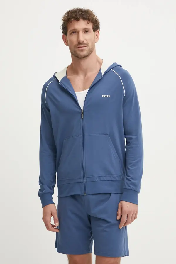BOSS BOSS dukserica na zakopčavanje sa kapuljačom za muškarce od pamuka s elastanom Mix&Match Jacket H